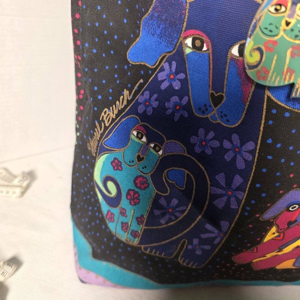 Laurel Burch Canvaa Shoulder Tote Zipper Top 18"X5"X15"-Dogs & Doggies - Picture 3 of 12